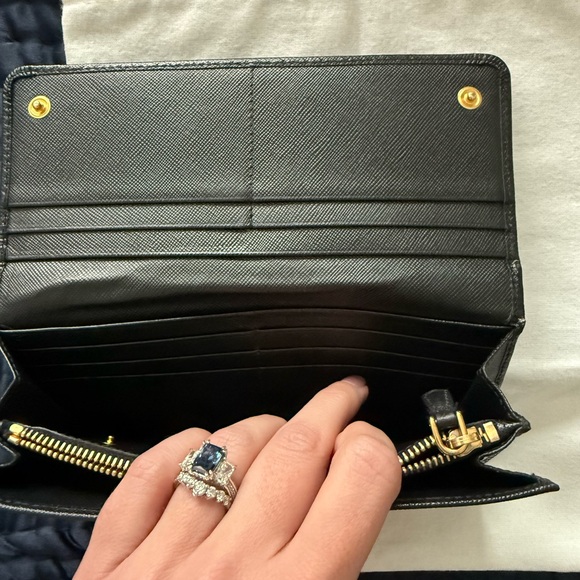 Prada Black Saffiano Fiocco Leather Bow Continental Wallet - Picture 12 of 17